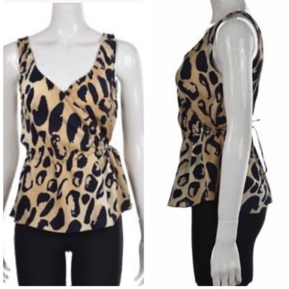 SOLD DVF Stein Silk Wrap Animal print top - Picture 2 of 7